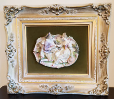 VTG Andrew Kolb & Son Gorgeous 3D Porcelain Plaque & Wooden Frame 21.5