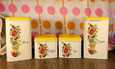 Vintage Cheinco Spice of Life Tin Metal Kitchen Canisters Set of 4  picture