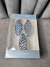 Jaclyn Smith NEW Glass Pinecone Ornaments VTG Blue 4 3/8