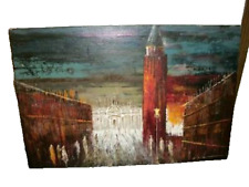 MCM IMPRESSIONIST OIL PAINTING NIGHT CITYSCAPE LONDON BIG BEN WESTMINSTER SIGNED picture
