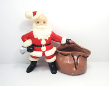 Vintage Atlantic Mold Ceramic Santa Claus with Toy Bag Christmas Holder/Planter picture