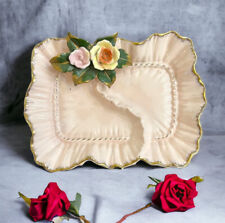 vintage capodimonte porcelain VANITY DIVIDED TRAY WITH GOLD TRAY picture