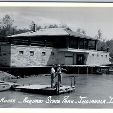 c1960s Indianola, IA RPPC Boat House Ahquabi State Park Real Photo Postcard A104 picture