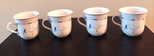 4 Vintage Newcor Stoneware Countryside Blue Ribbon Geese Coffee Cups Mugs EUC picture