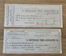(2) 1878 Receipts Republican Press Association Concord, NH picture