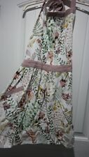 World Market Floral Bib Dress Apron Wide Strap WRAP AROUND one size BIG POCKETS picture