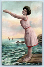 Chicago Illinois IL Postcard Here Goes Bathing Girls 1909 Posted Tuck Art picture