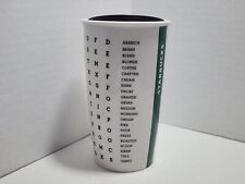 Starbucks 2016 Word Search Puzzle Ceramic Travel Tumbler w/ Lid 12 oz Tall Cup picture