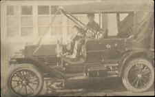 Early Car Auto Suitcase on Rail Headlights c1910 Close-Up Real Photo Postcard picture