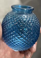 Turquoise Blue Glass Hobnail Round Miniature Vase 4 Inches Tall picture