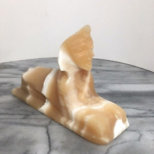 Vintage Egyptian Sphinx Statue Alabaster Stone Hand Carved  7