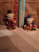 2 Vintage Home Interiors Gifts Garden Friends Scarecrow Figurines Halloween Lot  picture
