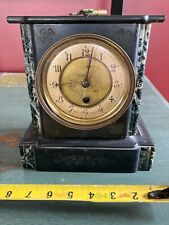 Small French Black Slate and Marble Mantel Clock, Time Only picture