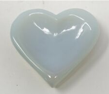 3.5” White Opalite Bowl Heart Shape Pretty Shiny Polished picture