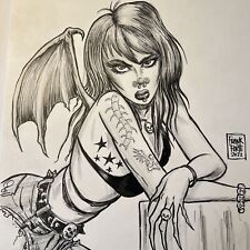 Sexy Femme Fatale Succubus In Lingerie Original Art drawing By Frank Forte picture