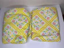 Vintage Sears Perma-Prest Full Flat & Fitted Sheet Set Floral Flowers Yellow picture