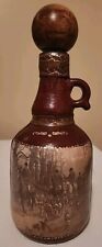 Vintage Italian Leather Wrapped Decanter Bottle Horse Fox Hunt Dogs 9