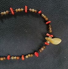Elk Ivory Necklace Red Coral Jasper Beads picture