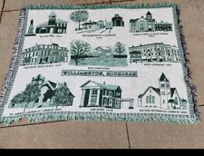 Williamston Michigan Historic Blanket, Church 1896,Hotel 1874, Depot, River68x48 picture