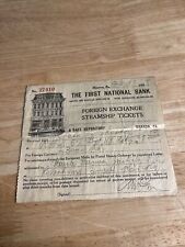 ANTIQUE 1928 FOREIGN EXCHANGE STEAMSHIP TICKETS No. 27410 picture