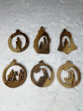 Lot 6 Hand Carved Bethlehem Olive Wood Nativity Christmas Tree Ornaments Mary picture