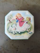 Tin Biscuit Candy Box MARY HAD A LITTLE LAMB England 1946 Vintage Nursery Rhyme picture