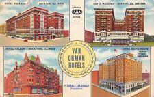 Linen Postcard Multiple Views of Van Orman Hotels in Indiana~129179 picture