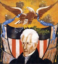 Oil painting Andrew-Jackson-Edward-Hicks man portrait & bird hawk handmade art picture