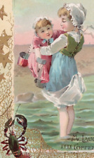 1890 McLaughlin's XXXX Coffee Cute Children Beach Scene Lobster picture