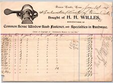 1897 advertising billhead VERNON CENTER CONNECTICUT HH WILLES WINDOW HARDWARE picture