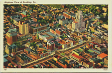 C.1940'S POSTCARD AIRPLANE VIEW OF READING, PA picture