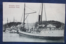 1908 Aberdeen Washington Steamer Shipping Scene Postcard Flag Cancel picture