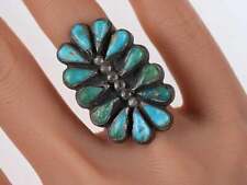 sz7 30's-40's Large Navajo silver  turquoise cluster ring picture