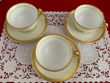RARE 3 Elegant Vintage LORIENT Footed TEA CUPS and SAUCERS Dishes by NORITAKE picture