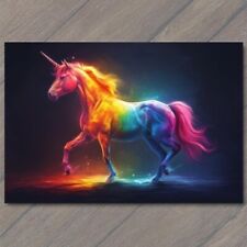 POSTCARD Unicorn Beautiful Colorful Rainbow Fun Weird Unusual Strange picture