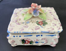 Vintage Porcelain Floral Flowers Trinket Box 4