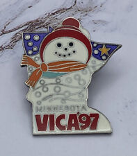 VINTAGE Minnesota VICA '97 Lapel Hat Jacket Pin, Snowman - 1.5