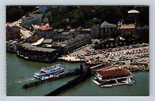 Sausalito CA-California, Aerial of Town, Ferry Boat, Antique Vintage Postcard picture