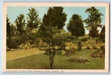 Woodstock Ontario Canada Postcard Rock Garden Southside Park Field c1940 Vintage picture