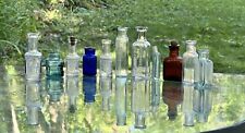 Lot of 11 Small Mini Antique Cork Top Bottles, Medicine, Perfume, Ink picture