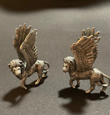Lot of 2x Vintage Gallo Ridolfi Pewter Winged Lion Fantasy Miniature Figurines picture