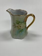 Antique Hutschenreuther Gelb LHS Germany Creamer Pitcher Blush Roses Gold Cream picture