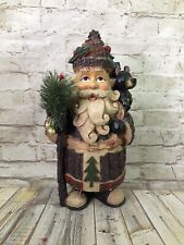 vtg Santa Claus St Nicholas Holding a Christmas Tree has Sack & Bag of Toys 13'' picture