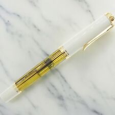 Pelikan Souveran M400 White & Gold Stripe 14C Fountain Pen F Nib picture