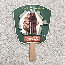 Vintage 1950s DRINK COCA-COLA Advertising Hand Fan w/ Wood Handle - Bethlehem PA picture