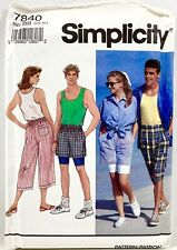 1992 Simplicity Sewing Pattern 7840 Adult Unisex Shorts Tank Shirt LG-XL 13343 picture