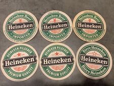 Vintage Heineken Double Sided Green Coaster Set Of 6 picture