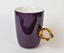 Fred and Friends 2 Carat Purple Cup Coffee Mug Goldtone Swarovski Ring Handle picture
