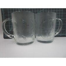(2)Coca Cola Frosted Glass Mugs Cups COCA COLA BOTTLE EMBOSSED 12 oz. picture