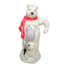 VTG Coca Cola Polar Bear Cub Seal Water Bottle Plastic Christmas Winter Vintage picture